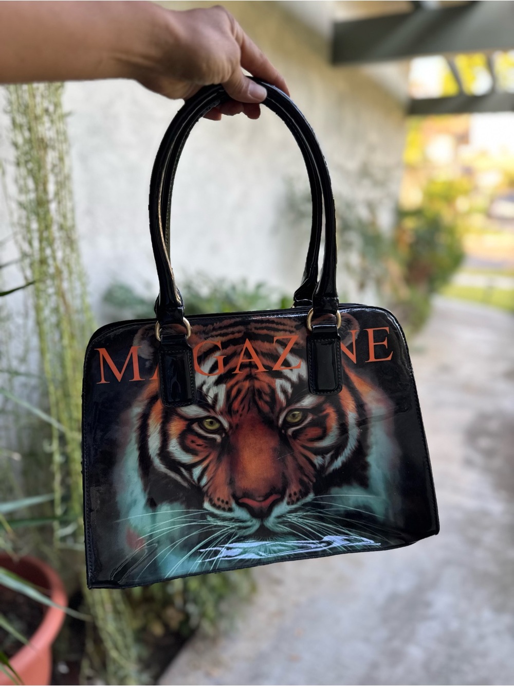 Vintage 2000’s Tiger Print Black Handbag